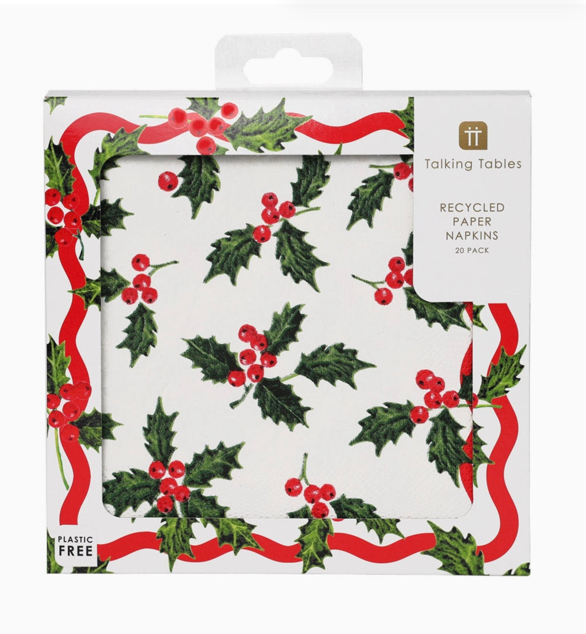 Holly print napkins - 33cm x 33cm