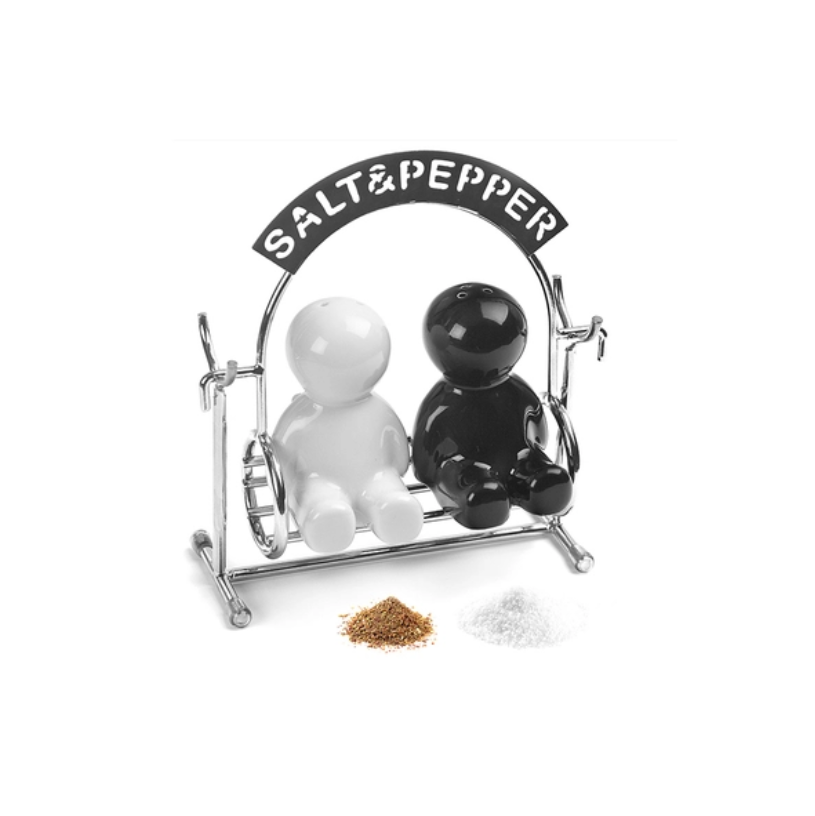 Ceramic salt and pepper swing set