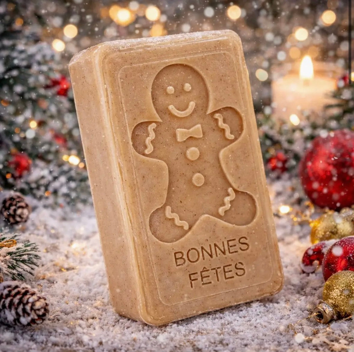 Handmade gingerbread man soap