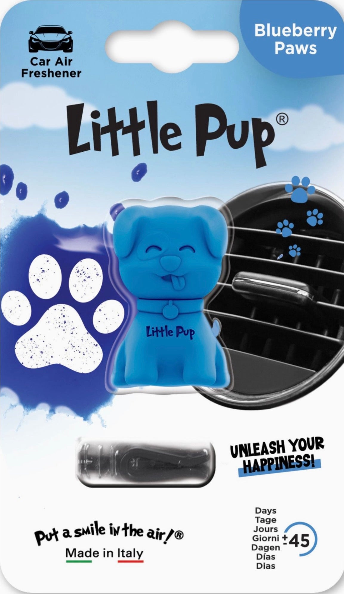 Blueberry scented Little pup car air freshener