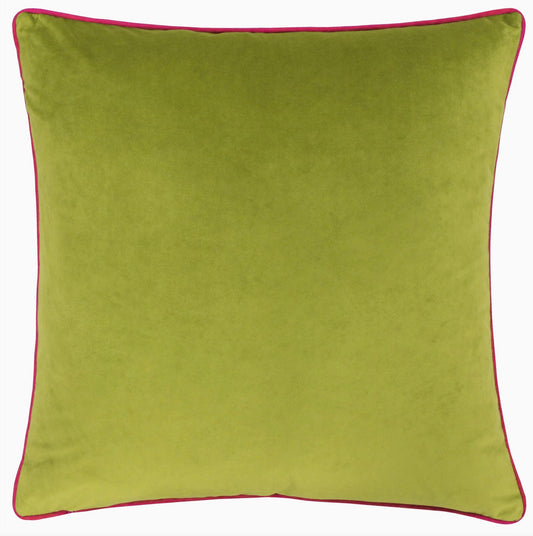 Velvet cushion 55cm x 55cm - lime/hot pink