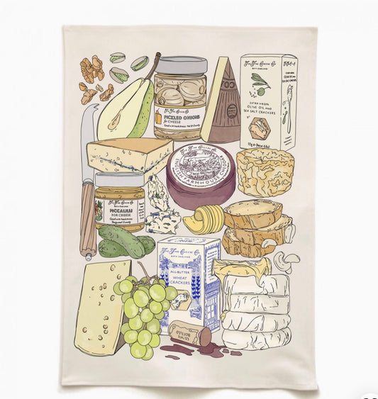 Cheese and crackers tea towel
