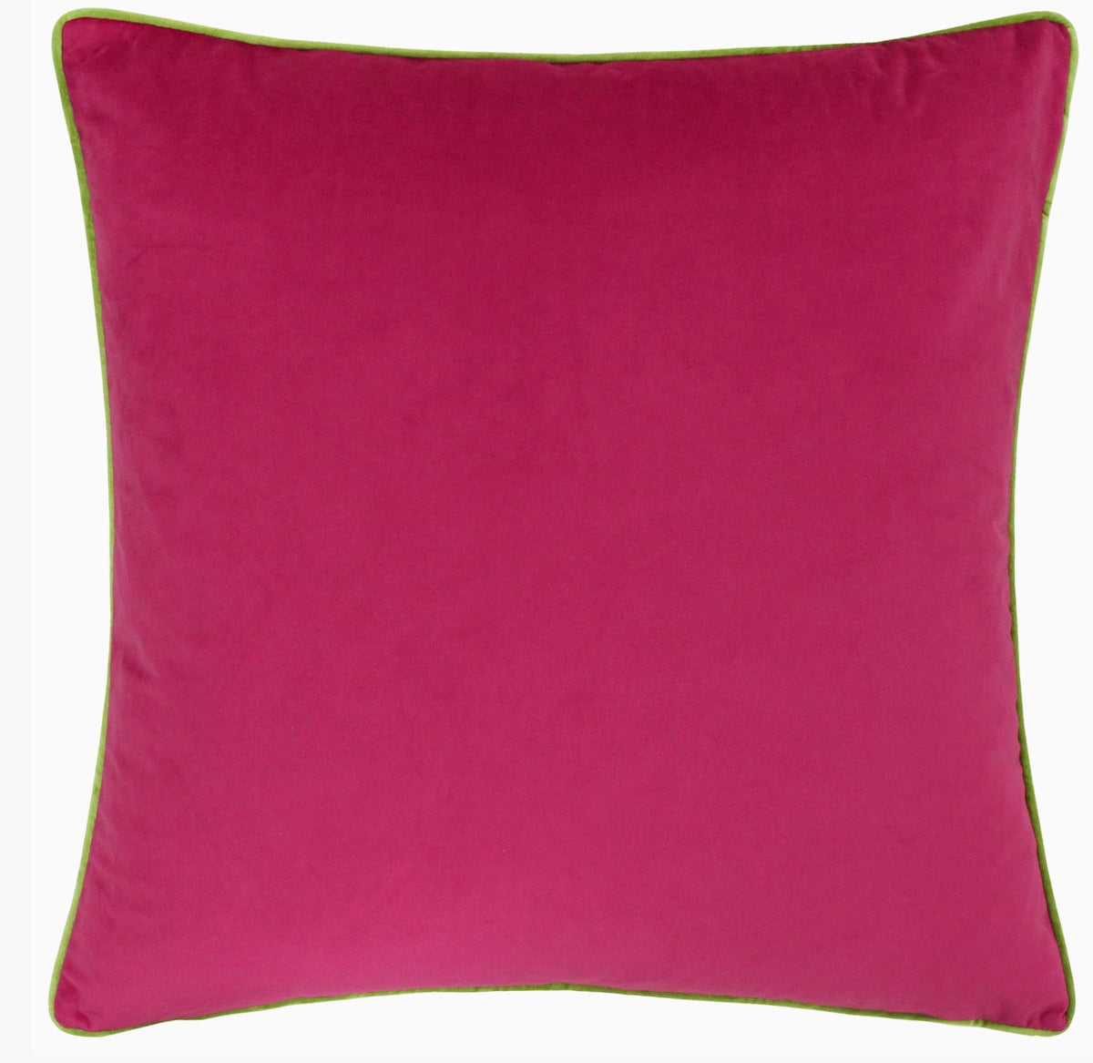 Velvet cushion - hot pink with lime trim - 55cm x 55cm