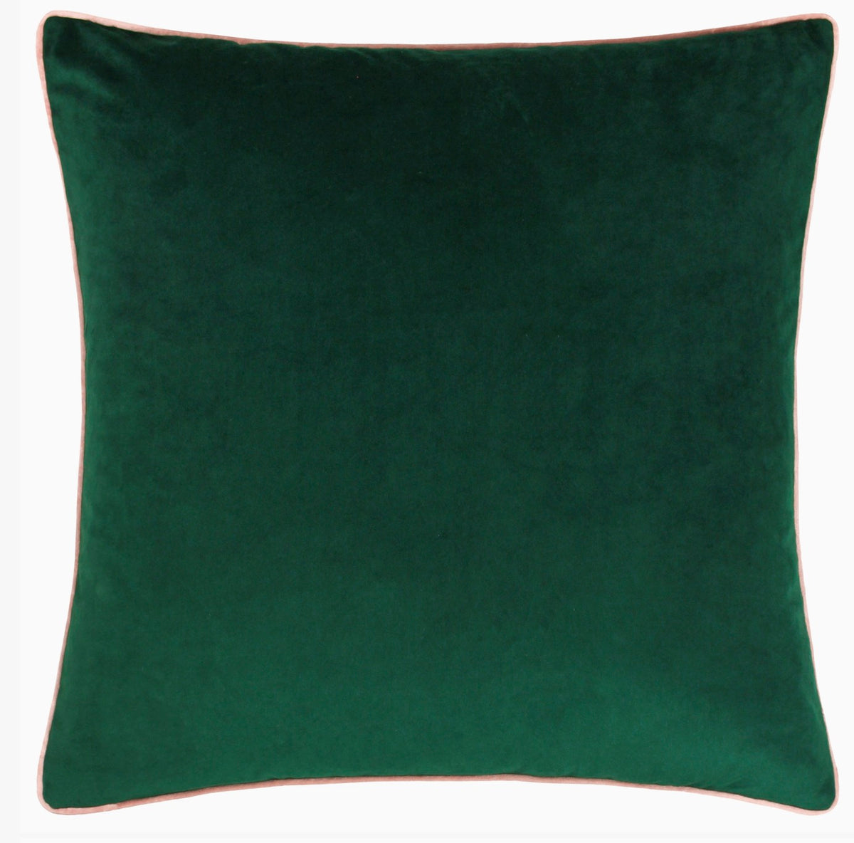 Velvet cushion - Emerald with blush trim 55cm x 55cm