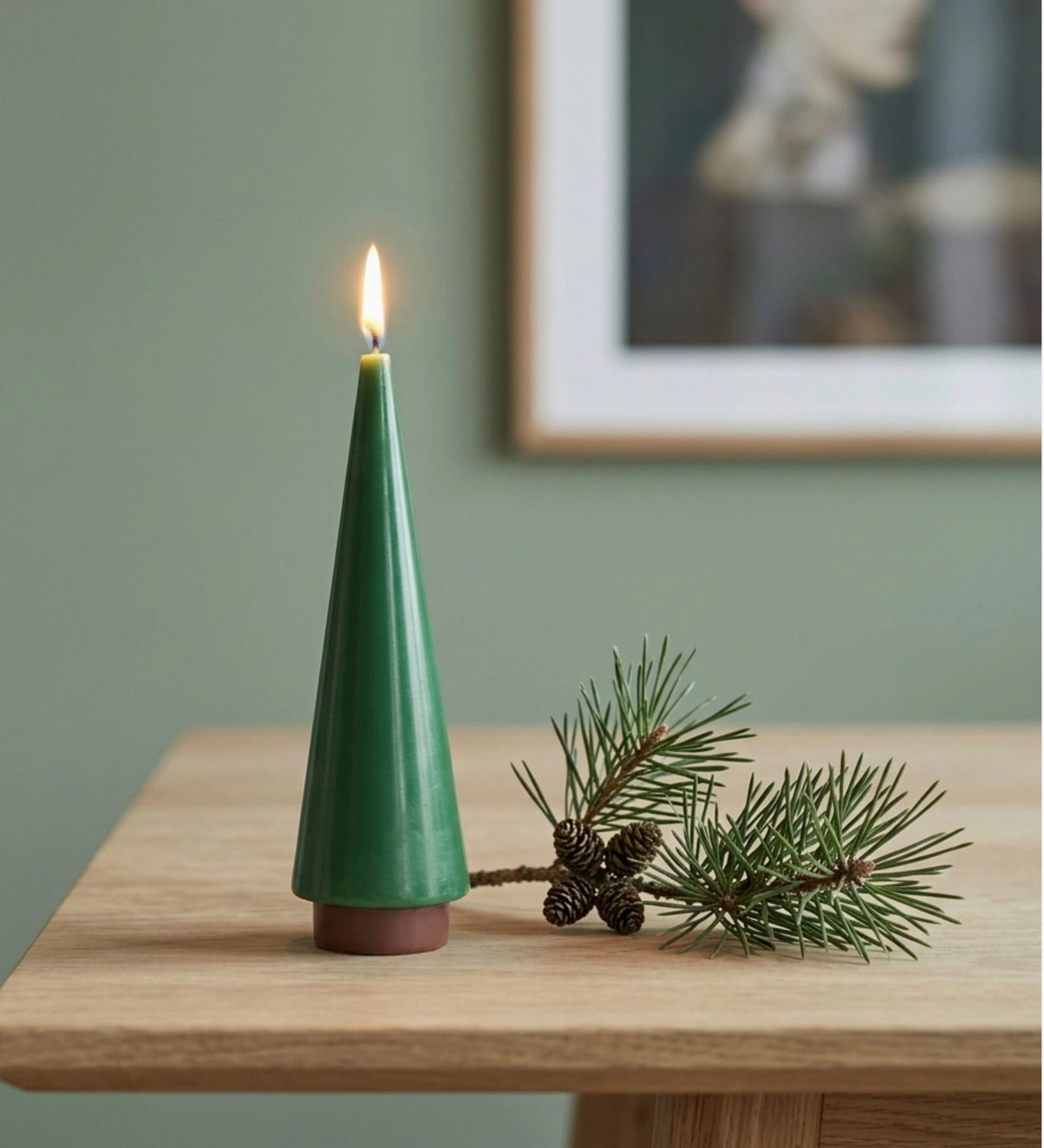 Handmade large winter fir candle